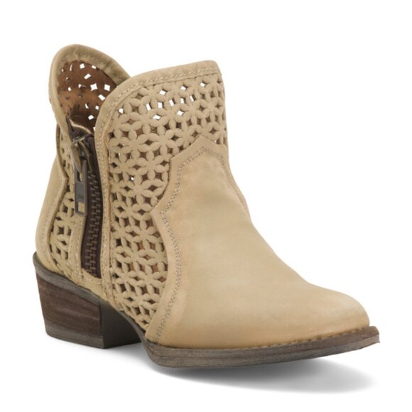 CIRCLE G Made In Mexico Leather Cut Out Shortie Western Boots - Picture 1 of 3